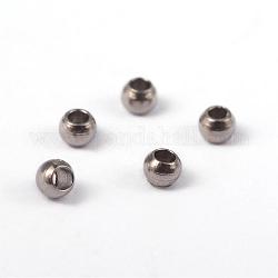 Intercalaires perles en 202 acier inoxydable, ronde, couleur inoxydable, 2x1.5mm, Trou: 1mm