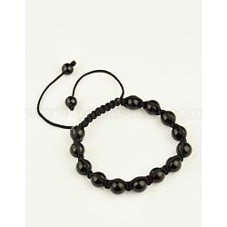 Fashion Bracelets, with Glass Pearl Beads and Nylon Thread, Black, 55~100mm