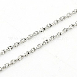 304 Edelstahl Kabelkette Halsketten, mit Karabiner verschlüsse, Edelstahl Farbe, 19.6 Zoll (50 cm), 1 mm