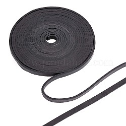 Cordón de cuero de vaca plano gorgecraft, para la fabricación de la joya, negro, 8x3mm