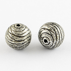 Perles acryliques antiques rondes, argent antique plaqué, 12mm, Trou: 2mm, environ 520 pcs/500 g