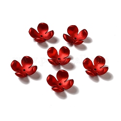 Gummierte Perlenkappen aus undurchsichtigem Acryl, matt, 4-Blütenblatt Blüte, dunkelrot, 25x25x10.5 mm, Bohrung: 2 mm