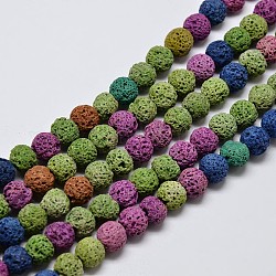 Fili di perle rotonde di roccia lavica naturale, tinto, colorato, 8mm, Foro: 1 mm, circa 50pcs/filo, 15.7 pollice