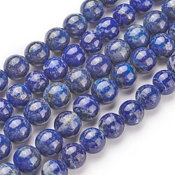 Chapelets de perle en lapis-lazuli naturel, ronde, 8mm, Trou: 1mm, Environ 49 pcs/chapelet, 15.5 pouce (395 mm)