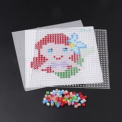 DIY Melty Beads Fuse Beads Sets: Fuse Beads, ABC Plastic Pegboards, Pattern Paper, and Ironing Paper, Girl Pattern, Square, Colorful, 14.7x14.7cm