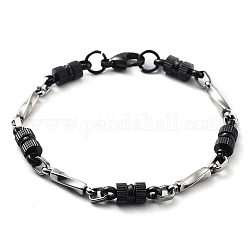 304 braccialetto a catena a maglie in acciaio inossidabile, colore acciaio inox & nero, rettangolo, 8-1/4 pollice (20.8 cm)