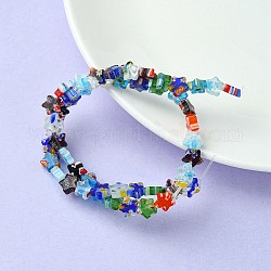 Perles de fleurs à la main millefiori de fils de verre, couleur mixte, 8x8x3mm, Trou: 0.5mm, Environ 48 pcs/chapelet