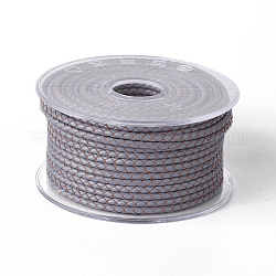 Braided Cowhide Cord, Leather Jewelry Cord, Jewelry DIY Making Material, Slate Gray, 3mm, about 21.87 yards(20m)/roll