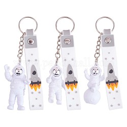 3 pièces astronaute porte-clés mignon espace porte-clés pour sac à dos portefeuille voiture porte-clés décoration enfants espace fête faveurs, platine, 21.5 cm