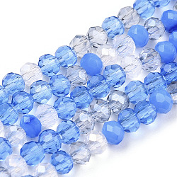 Chapelets de perles en verre, facette, rondelle, bleuet, 3x2.5mm, Trou: 0.6mm, Environ 153~158 pcs/chapelet, 14.96 pouce ~ 15.28 pouces (38~38.8 cm)