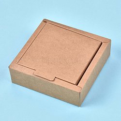 Caja de regalo de papel kraft, cajas plegables, cuadrado, burlywood, producto terminado: 10.2x10.2x3.1 cm, tamaño interior: 8.5x8.5x3 cm, desplegar tamaño: 26x26x0.03cm y 22.7x13.8x0.03cm
