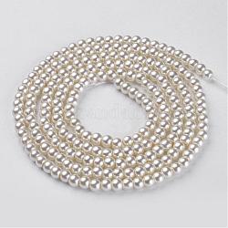 Chapelets de perles en verre nacré, nacré, ronde, blanc crème, 4~5mm, Trou: 1mm, Environ 200 pcs/chapelet, 30.71 pouce (78 cm)