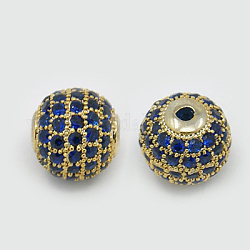 Perles de cubes zircone en laiton , ronde, or, 10mm, Trou: 1.5mm