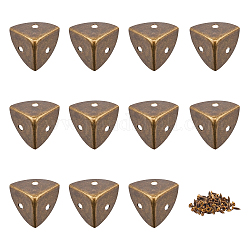 20 juego de protectores de esquina de caja de hierro triangular, con el tornillo, Bronce antiguo, 26.5x36.5x25mm, agujero: 4 mm