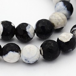 Fili di perle tonde sfaccettate di agata naturale sfaccettata, tinto, grado a, nero, 8mm, Foro: 1 mm, circa 47pcs/filo, 15 pollice