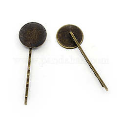 Accessoires bobby épingle à cheveux en laiton , ronde, bronze antique, 64x21x6mm, Plateau: 20 mm