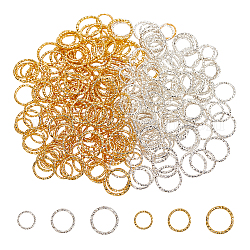 Anneaux de jonction en bronze, anneaux de jonction ouverts, torsadée, couleur mixte, 300 pcs / boîte