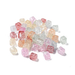 Perles en verre craquelé transparentes, carrée, couleur mixte, 6.5x6.5x6.5mm, Trou: 1.5mm