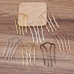 Brass Hair Combs Findings, Raw(Unplated), 63.5x35x1mm