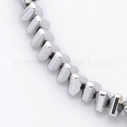 Chapelets de perles en hématite synthétique sans magnétiques, triangle, platinée, 4x4x3mm, Trou: 1mm, Environ 139 pcs/chapelet, 15.7 pouce