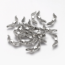 Tibetischer stil legierung perlen, Bleifrei, Flügel, Antik Silber Farbe, 20x7x3 mm, Bohrung: 1 mm
