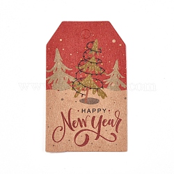 Geschenkanhänger aus Papier, Tags ändern, für Kunst und Handwerk, für Weihnachten, mit Weihnachtsbaum-Muster, Farbig, 50x30x0.3 mm, Bohrung: 5 mm