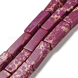 Fili di perline tinti di diaspro imperiale sintetico, rettangolo, rosa antico, 13~13.5x4~4.5x4~4.5mm, Foro: 1.4 mm, circa 28~29pcs/filo, 14.49''~14.96'' (36.8~38 cm)