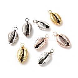 Electroplated Shell Beads Pendants, with Eco-Friendly Copper Wire, Mixed Color, 23~26x11~13x6~7.5mm, Hole: 3.5mm