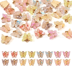 32шт 8 цвета акриловые подвески, с фурнитурой из блесток и сплава, очарование бабочки, разноцветные, 12x14 мм, 4 шт / цвет