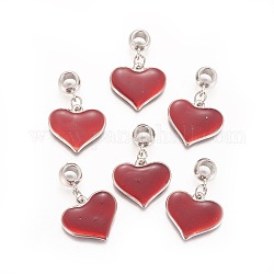 Пластмассовые подвески ccb, с эмалью, сердце, платина, красные, 35.5 мм, отверстие : 5.5 мм