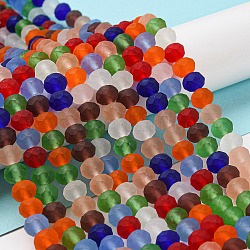 Chapelets de perles en verre transparente  , facette, mat, rondelle, couleur mixte, 8mm, Trou: 1mm