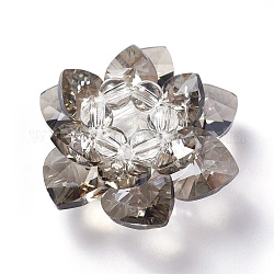 Glas gewebt Perlen, Cluster-Perlen, Lotus, dunkelgrau, 35x19 mm, Bohrung: 8 mm