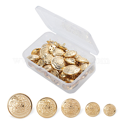 Olycraft Brass Shank Buttons, Flat Round, Golden, 15mm/18mm/23mm/25mm/30mm, 50pcs/box
