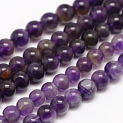Natural Amethyst Beads Strands, Round, Indigo, 7mm, Hole: 1mm, about 61pcs/strand, 15.7 inch