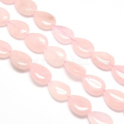 Natural Teardrop Rose Quartz Beads Strands, 18x13x6mm, Hole: 1mm, about 23pcs/strand, 15.74 inch