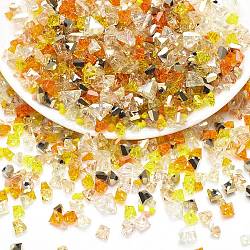 Opaque & Transparent Glass Beads, Faceted Nuggets, Yellow, 2~5x2.5~8x3~5mm, Hole: 1~1.4mm, about 10g/bag