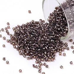 Cuentas de semillas redondas toho, Abalorios de la semilla japonés, (2114) nuez moscada lechosa forrada de plata, 15/0, 1.5mm, agujero: 0.7 mm, aproximamente 3000 unidades / 10 g