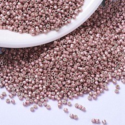 Perles miyuki delica, cylindre, Perles de rocaille japonais, 11/0, (db1156) galvanisé rose semi-givré blush, 1.3x1.6mm, Trou: 0.8mm, environ 20000 pcs / sachet , 100 g / sac