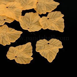Autumn Theme Orange Frosted Transparent Acrylic Leaf Pendants, about 24mm long, 22.5mm wide, 3mm thick, hole: 1mm