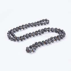 Colliers de perles de larvikite naturelle, ronde, 36 pouce (91.44 cm)
