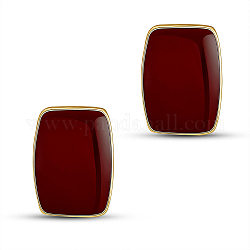 SHEGRACE Alloy Epoxy Resin Stud Earrings, with 925 Sterling Silver Pins, Rectangle, Dark Red, 18x13mm