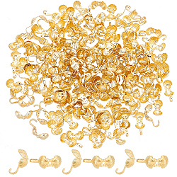 Nbeads 200pcs pointes de perles en alliage, calotte embouts, couverture de noeud à clapet, or, 10.5x5mm, diamètre intérieur: 4.5x4.5 mm