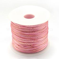 Cordes métalliques de perles de teinture, Cordon de queue de nylon, rose, 1.5mm, environ 100yards/rouleau (300pied/rouleau)