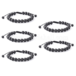 Nylon regolabile bracciali intrecciati cavo di perline, con perle di roccia lavica, 2-1/8 pollice (55 mm)