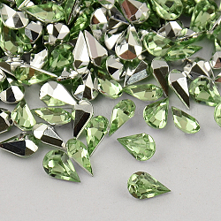 Garment Accessories Pointed Back Taiwan Acrylic Rhinestone Cabochons, Faceted Teardrop, Pale Green, 5x3x2mm