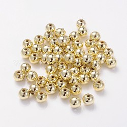 Beschichtung Acryl-Perlen, Runde, Vergoldete, ca. 6 mm Durchmesser, Bohrung: 1 mm, ca. 4000 Stk. / 500 g