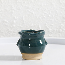 Mini-Keramik-Sukkulenten-Pflanzgefäße, mit Löchern, Daumen kleine Blumentopf-Ornamente für Büro-Home-Desktop-Dekor, dunkles schiefergrau, 65x55 mm, Engpass: 55mm