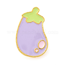 Food Theme Enamel Pin, Golden Alloy Brooch for Backpack Clothes, Eggplant, 24x14.5x1.5mm