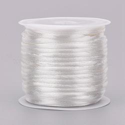 Nylon Cord, Satin Rattail Cord, for Beading Jewelry Making, Chinese Knotting, White, 1mm, about 32.8 yards(30m)/roll