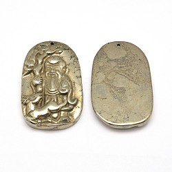Buddha ciondoli pirite naturale, 48~50x32~33x12mm, Foro: 2 mm